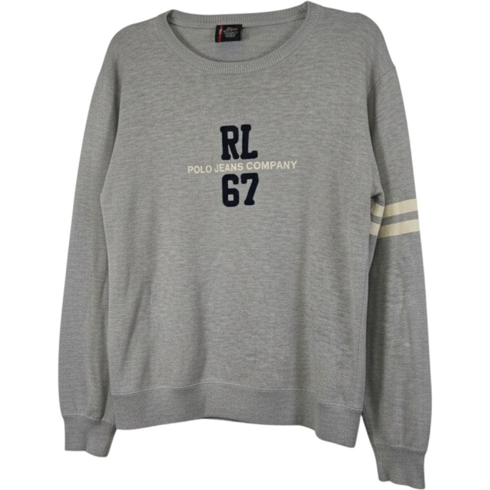 Ralph Lauren Polo Jeans Co Mens Gray RL 67 Knit Sweater Medium Collegiate Stripe